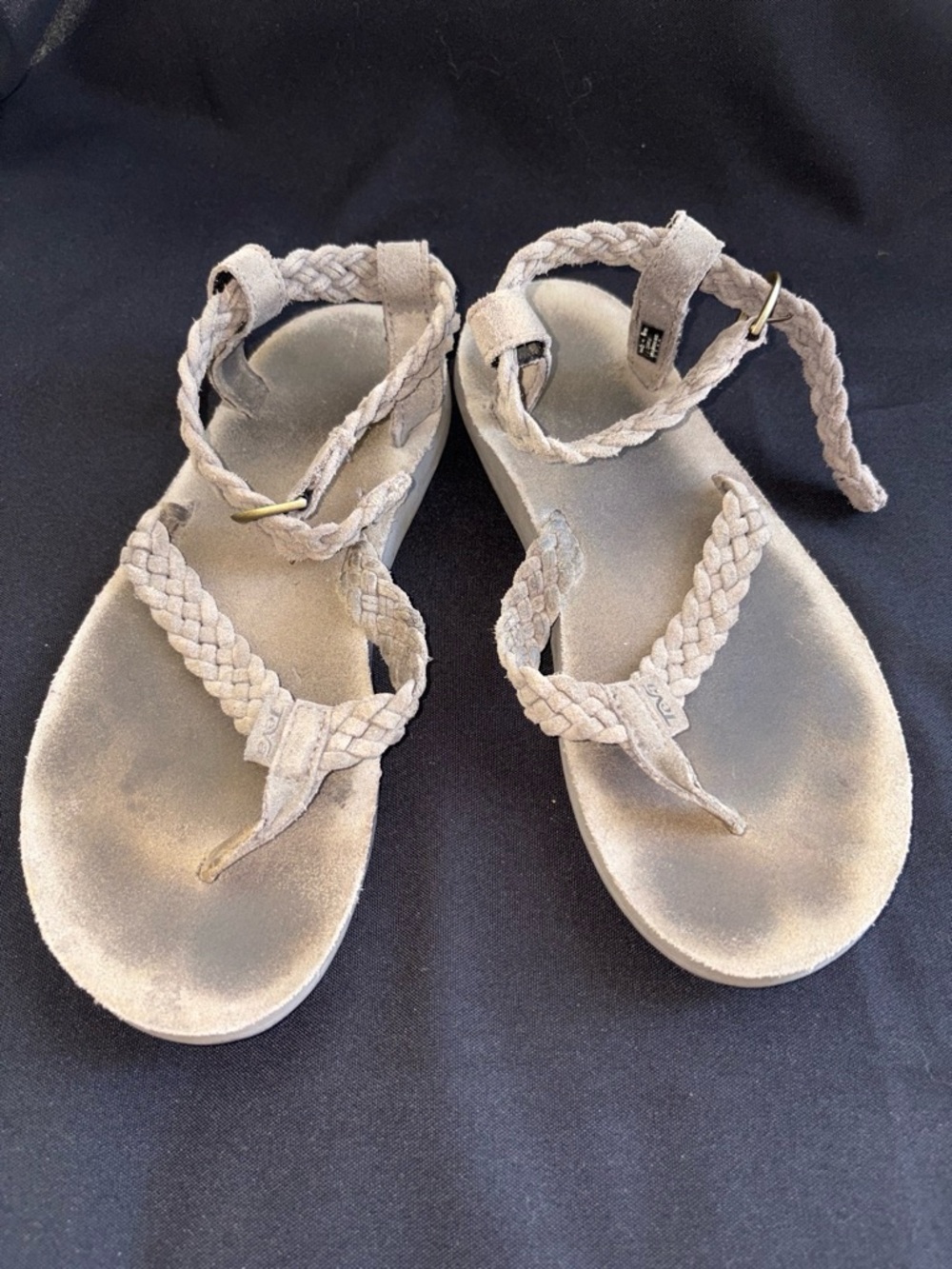 Teva Original Braided Suede Sandals Grey Ankle Strap Womens 8